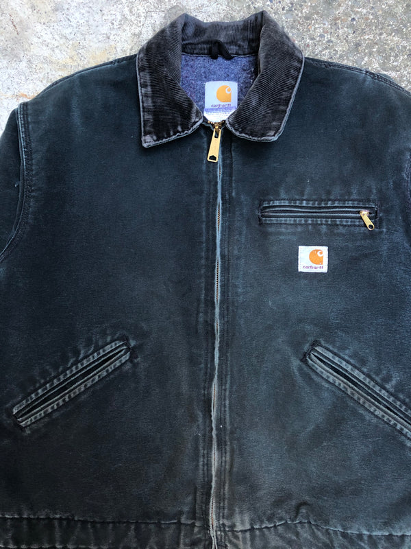 1990s Carhartt Faded Black Lined Work Jacket