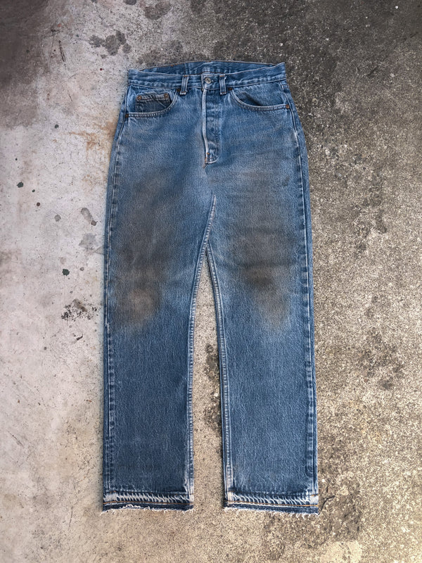 1980s Levis Dirty Faded Blue 501 Released Hem (29X29)