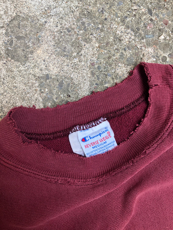 1990s Champion Sun Faded Maroon Blank Paint Sweatshirt