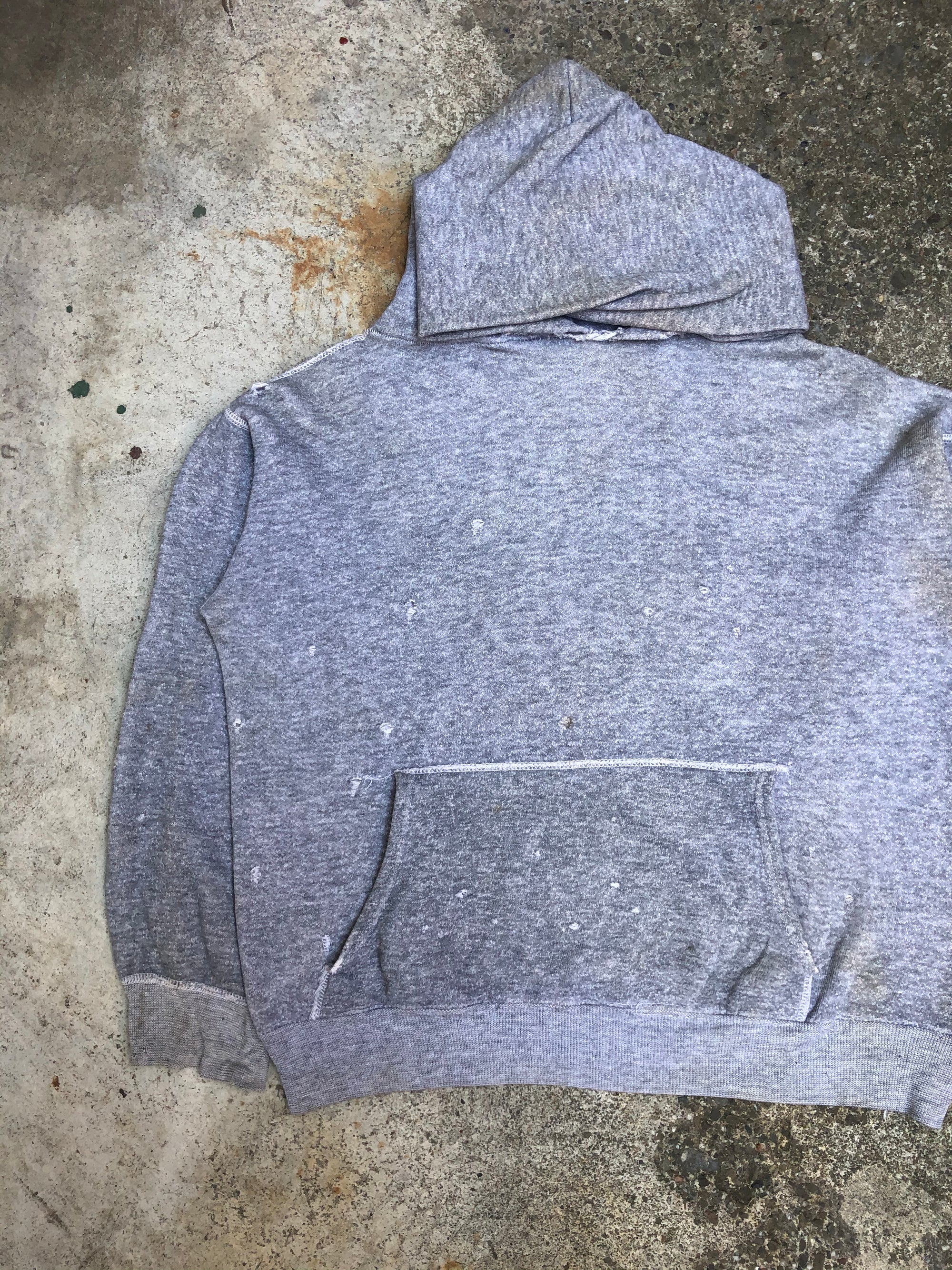 1950s/1960s Heather Grey Thrashed Repaired Blank Hoodie