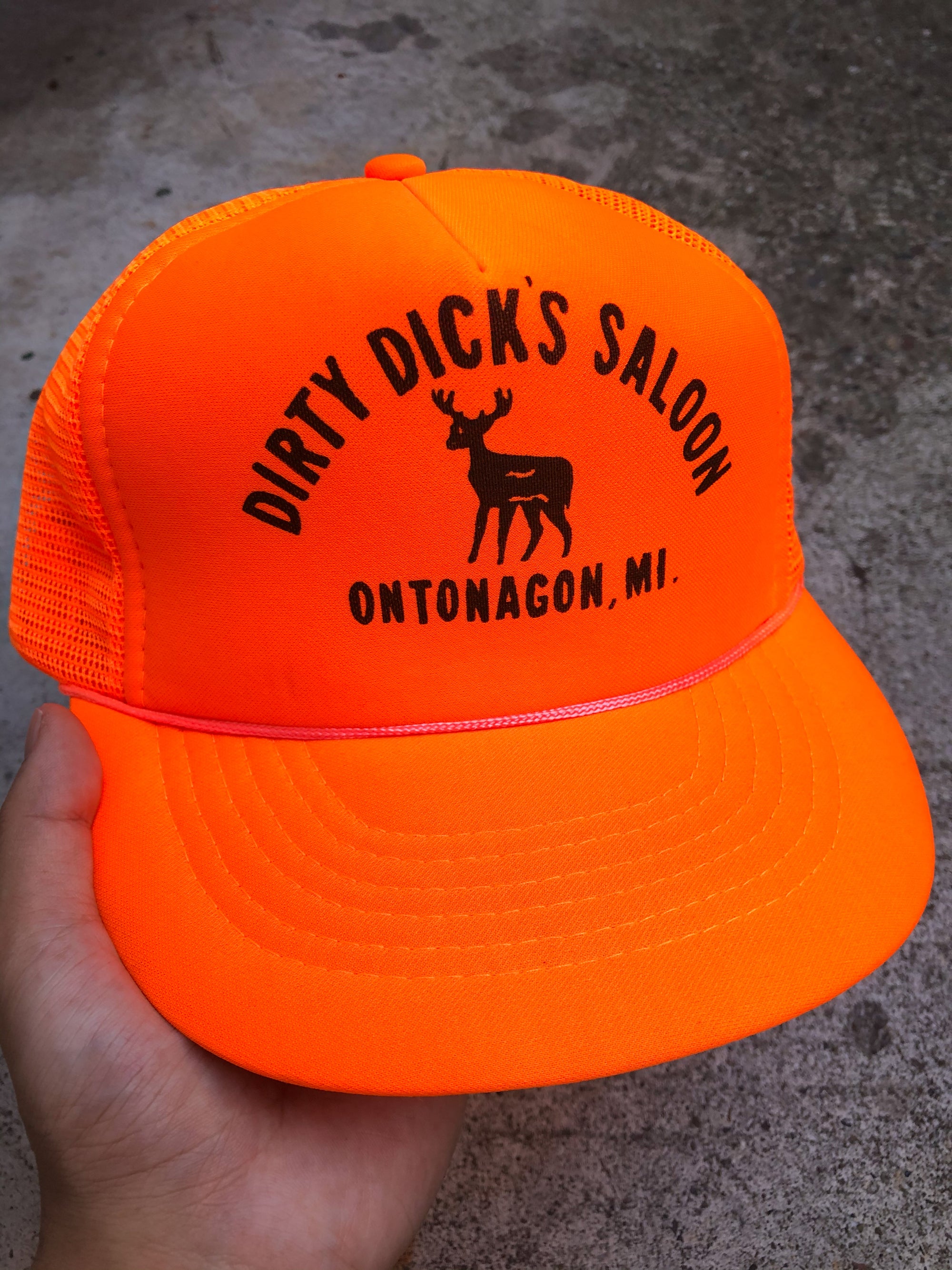 1990s Orange “Dirty Dick’s Saloon” Trucker Hat