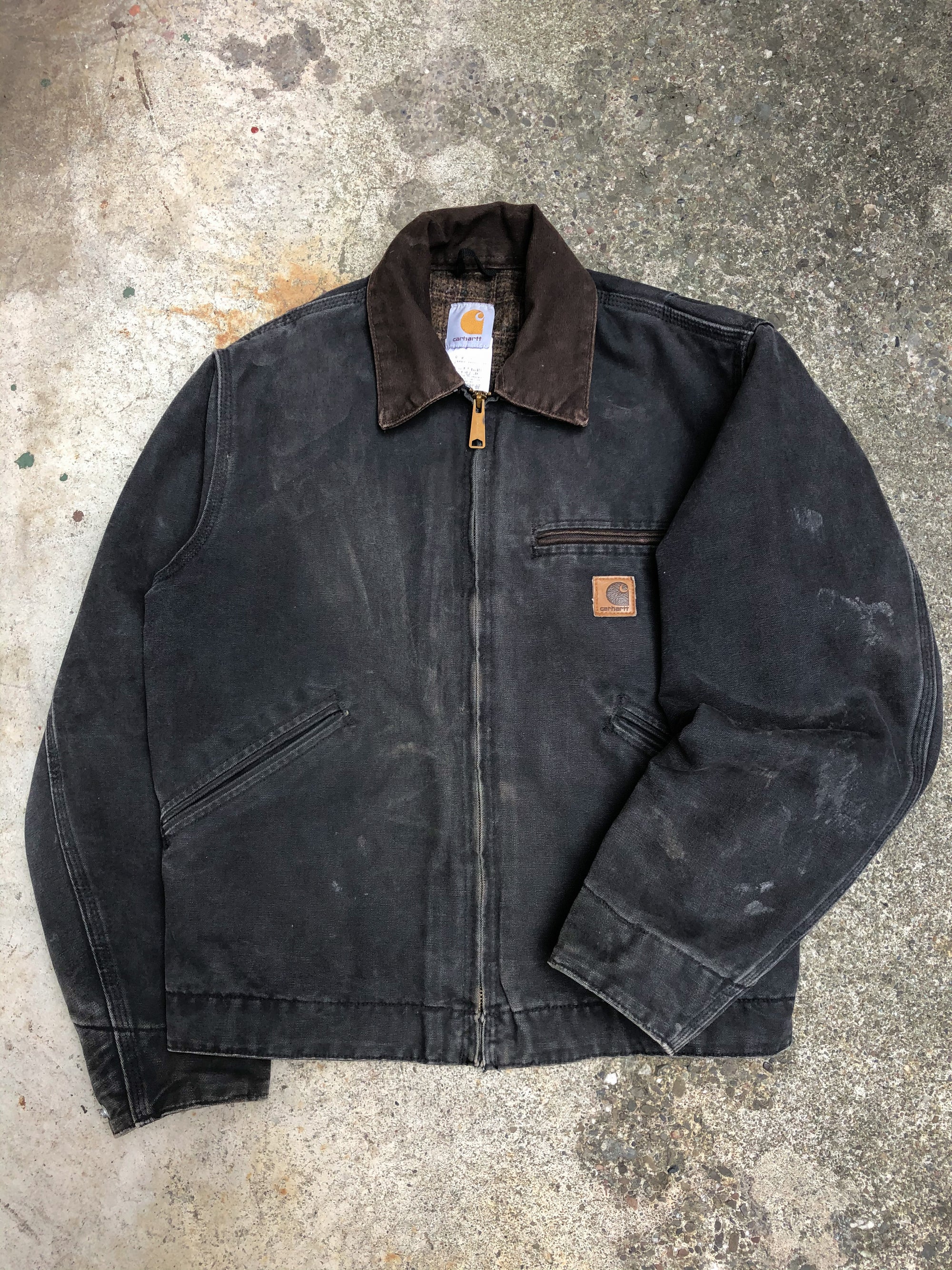 1990s Carhartt Dusty Faded Black Lined Work Jacket (S)