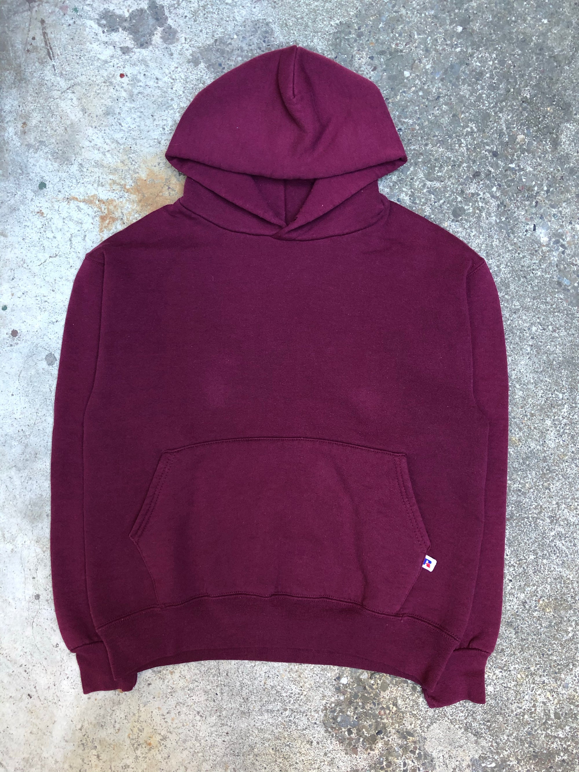 1980s Russell Burgundy Blank Hoodie