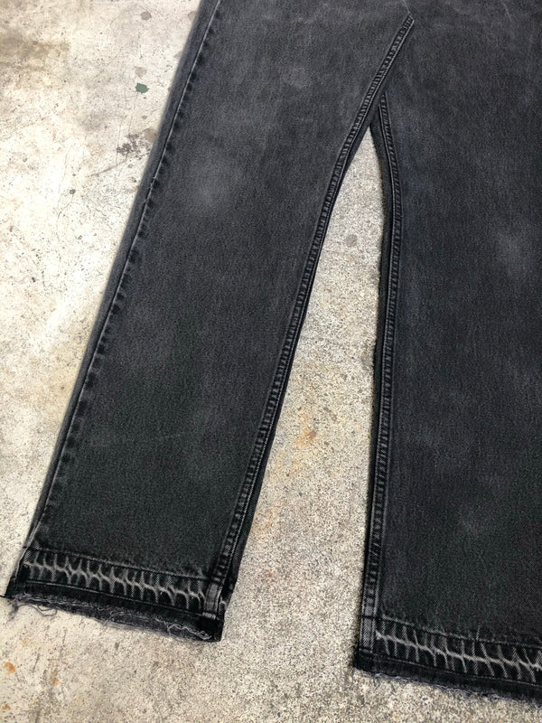 1990s Orange Tab Levis Faded Black 505 Released Hem (34X32)