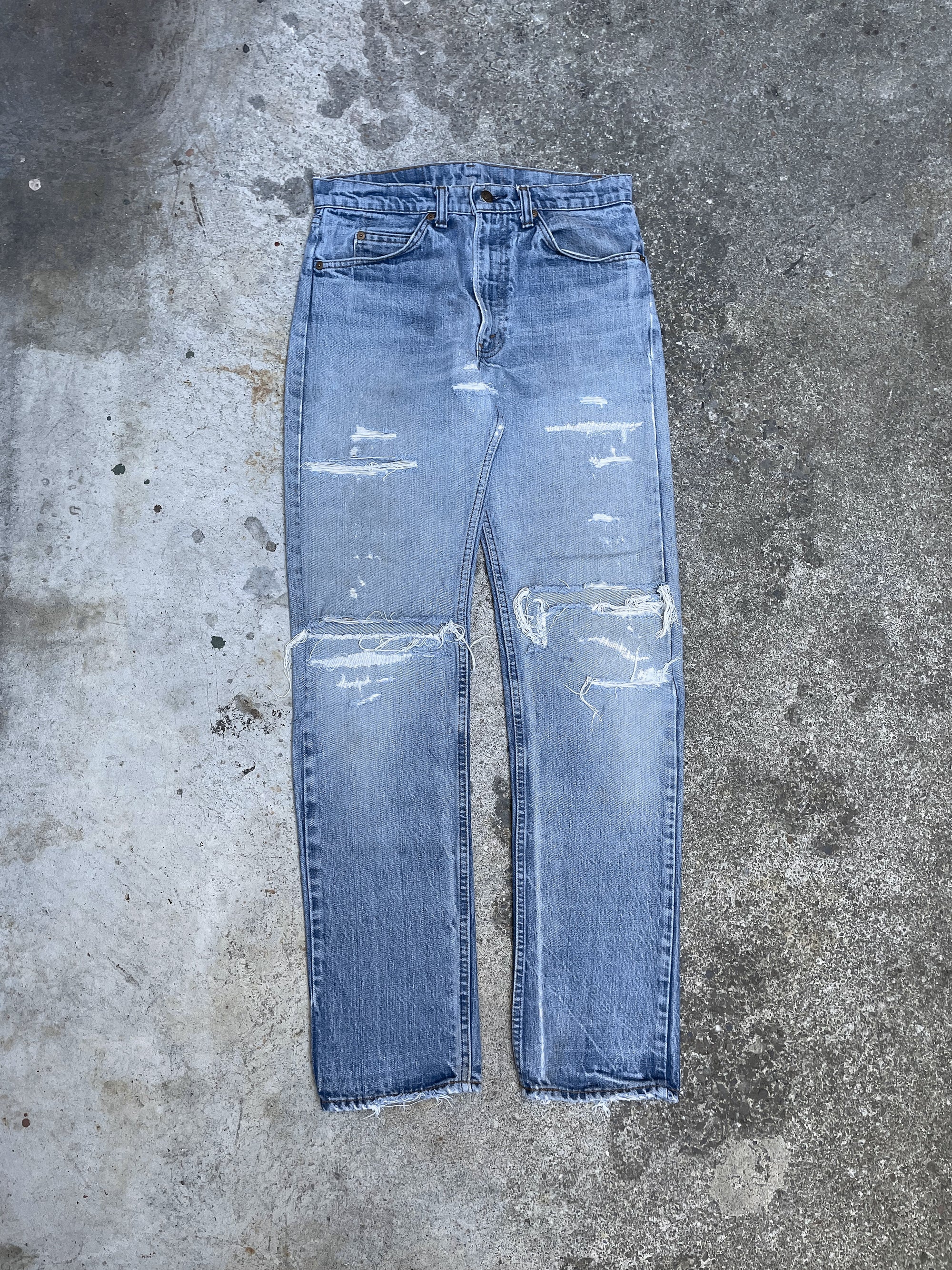 1970s/80s Orange Tab Levi’s Repaired Faded Blue 505 (31X32)