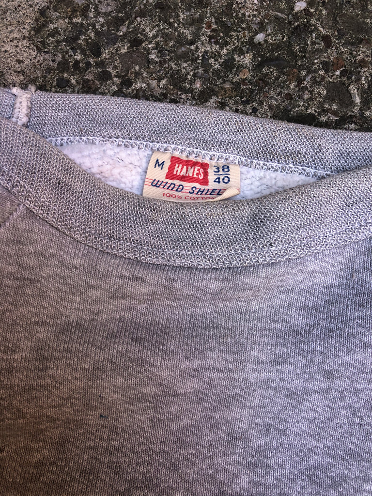 1950s Repaired Painted Heather Grey Hanes Wind Shield Raglan