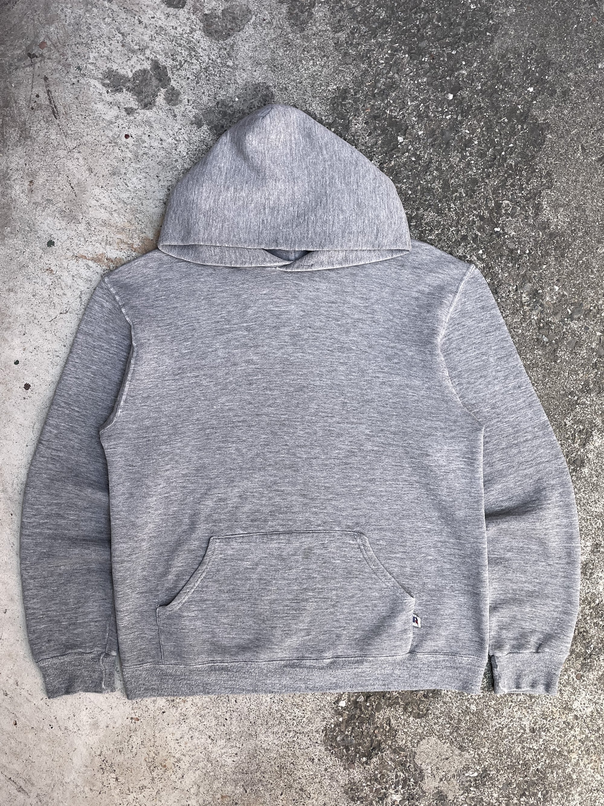 1980s Russell Heather Grey Blank Hoodie