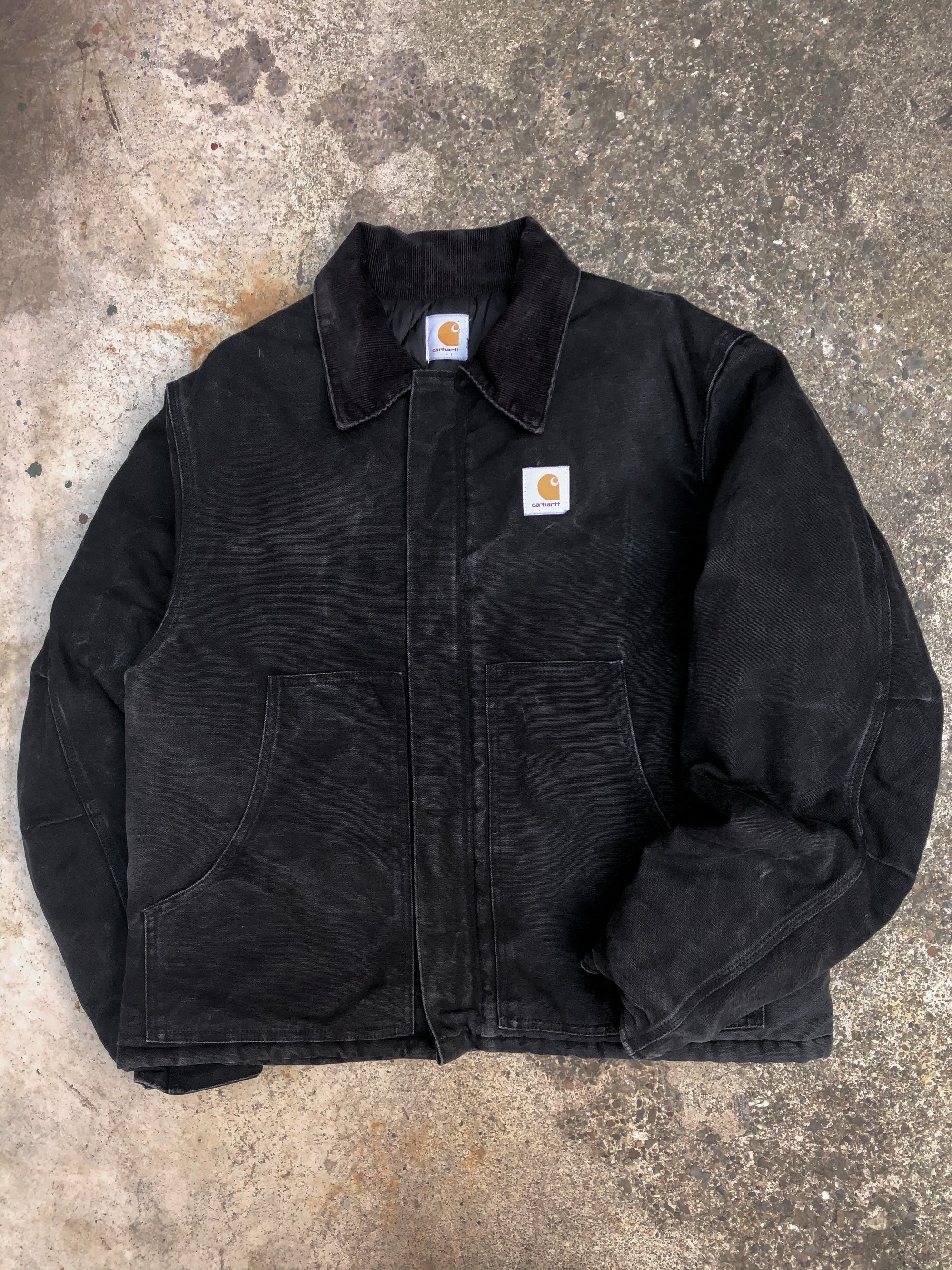 1990s Carhartt Faded Black Quilted Arctic Jacket (L/XL)