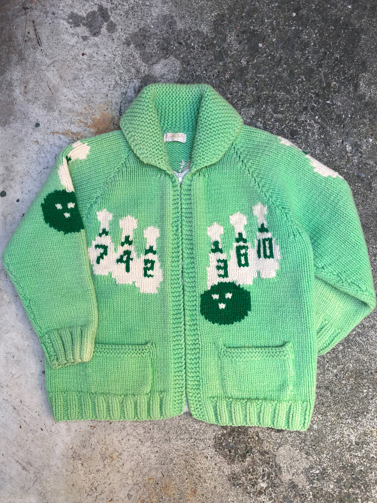 1960s Spring Green Bowling Knit Cowichan Sweater – DAMAGED GLITTER