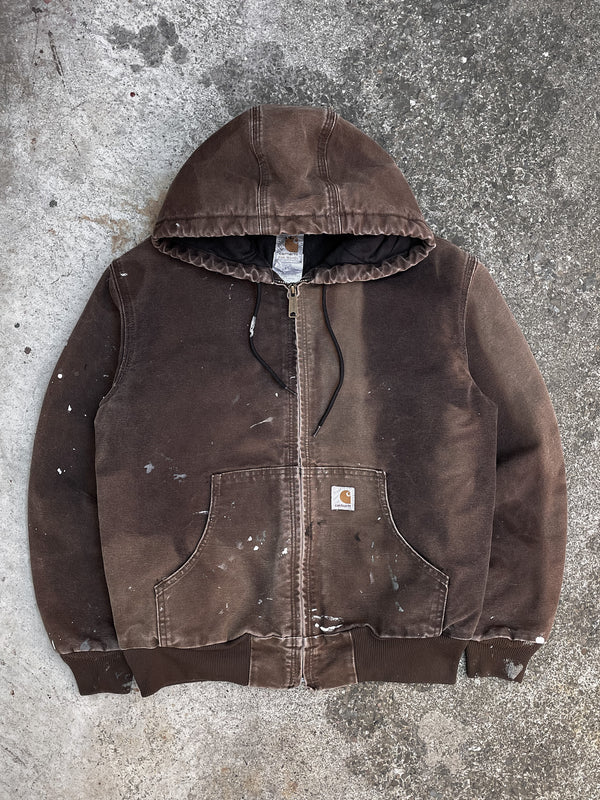 Carhartt Sun Faded Dark Brown Hooded Work Jacket