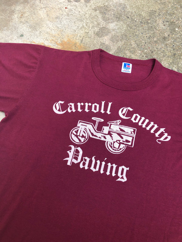 1980s Russell Burgundy "Carroll County Paving" Tee
