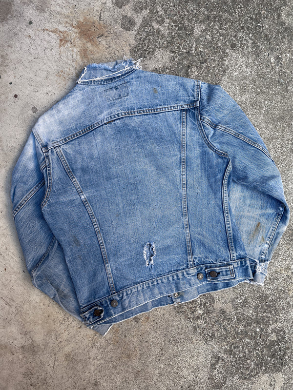 1970s Levi’s Distressed Faded Blue Lemon Stitch Denim Jacket