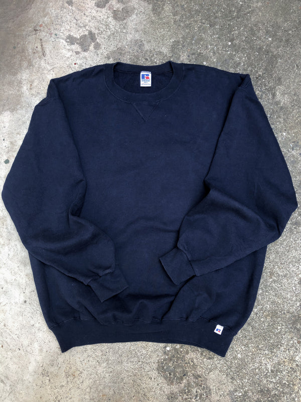 1990s Russell Faded Navy Blank Sweatshirt