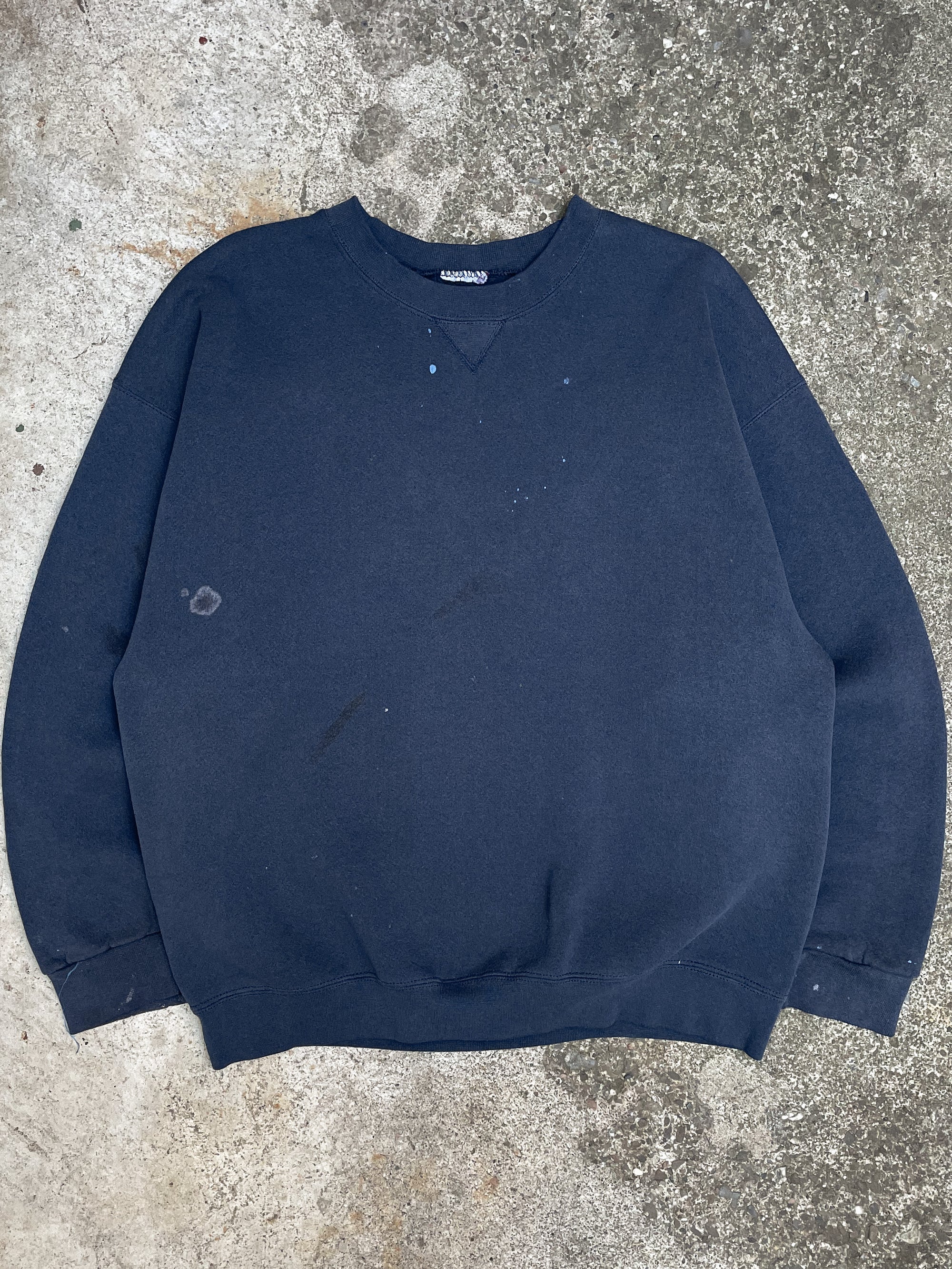 1990s Painted Faded Navy Blank Sweatshirt (M/L)
