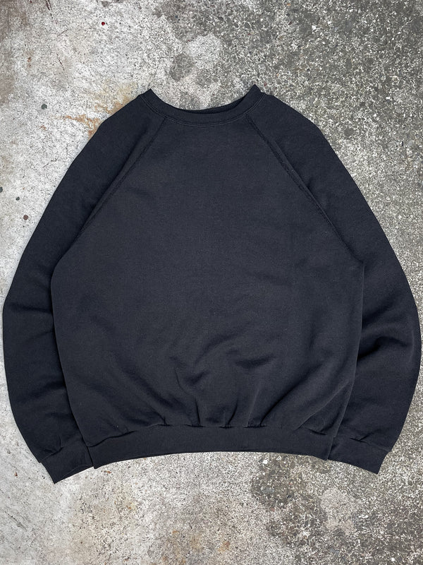 1990s Faded Black Raglan Blank Sweatshirt