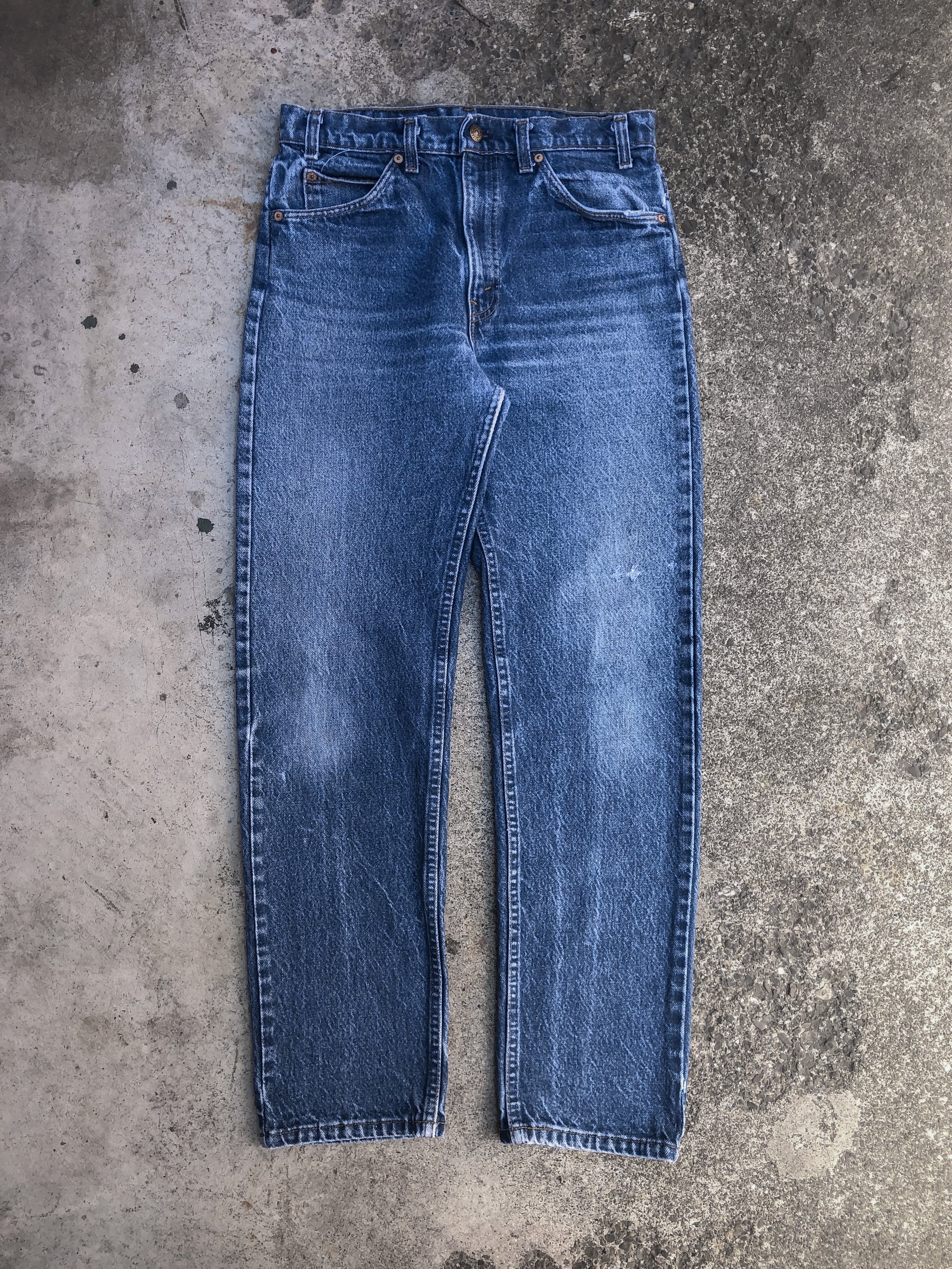 1980s Orange Tab Levis Repaired Worn In Blue 505 (30X30)