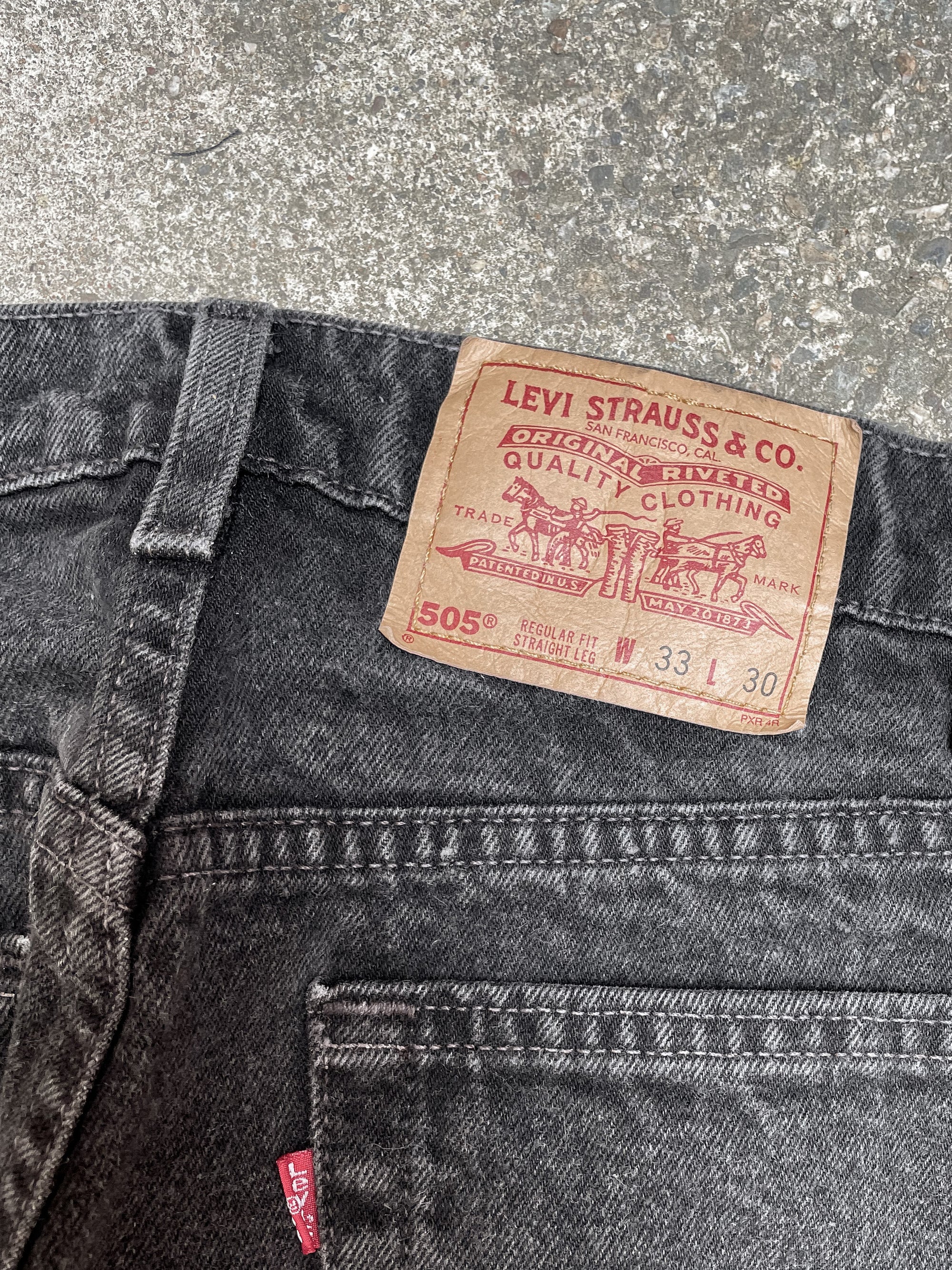 1990s Levi’s Faded Black 505 Released Hem (31X30)