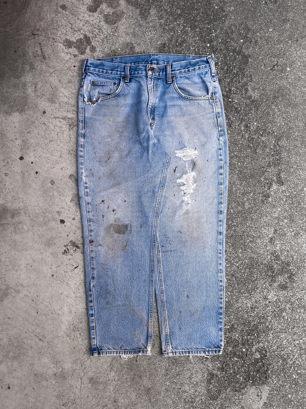 Carhartt Distressed Faded Blue Denim (32X27)