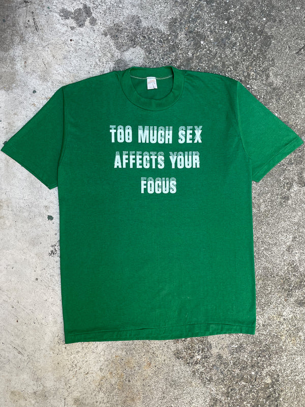 1980s “Too Much Sex Affects Your Focus” Single Stitched Tee