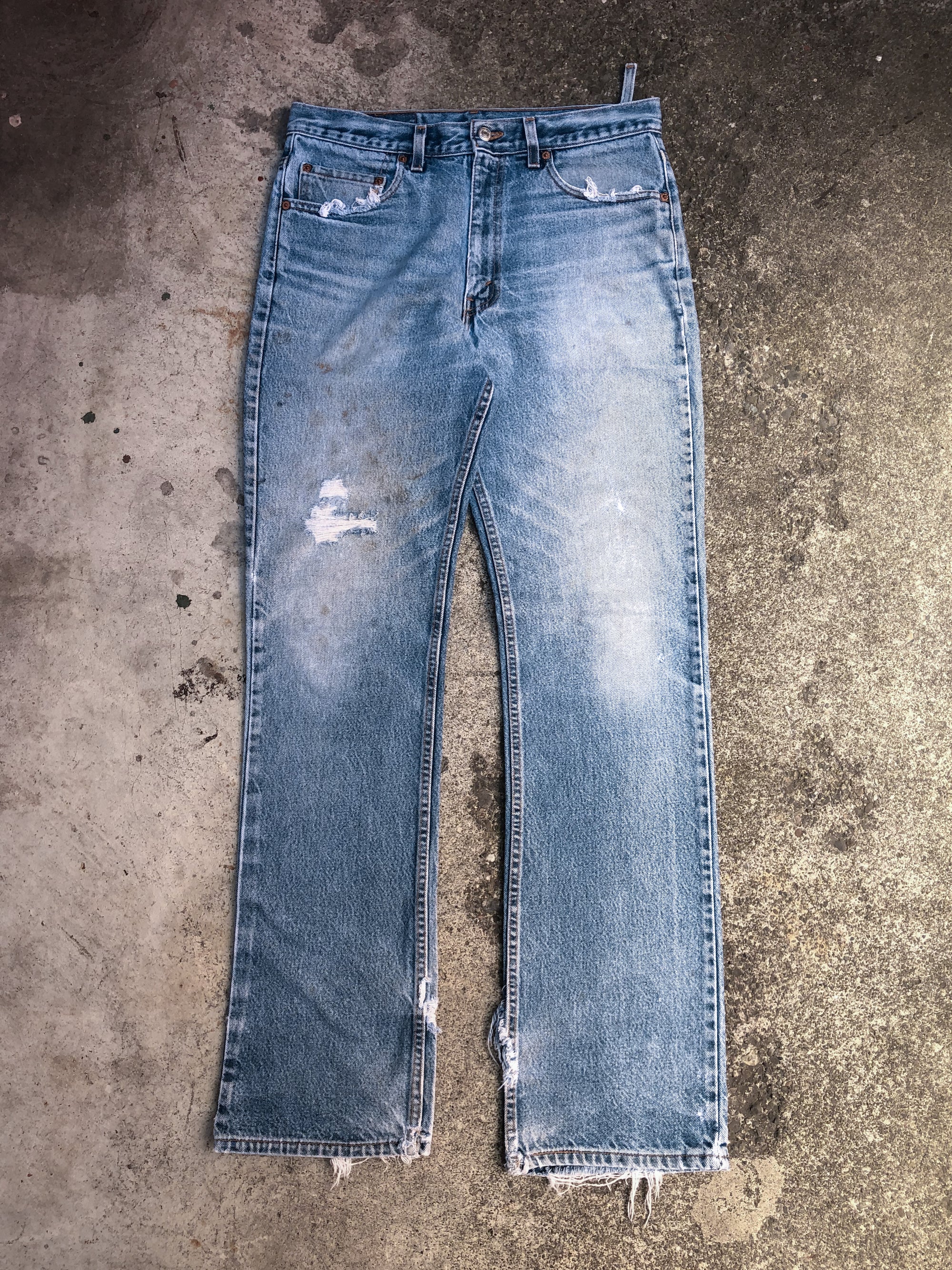 1990s Levis Distressed Faded Blue 517 Removed Pocket (33X34)