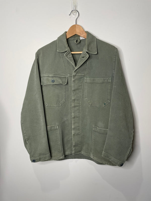 1970s Faded Green Cotton Twill European Chore Jacket (M)