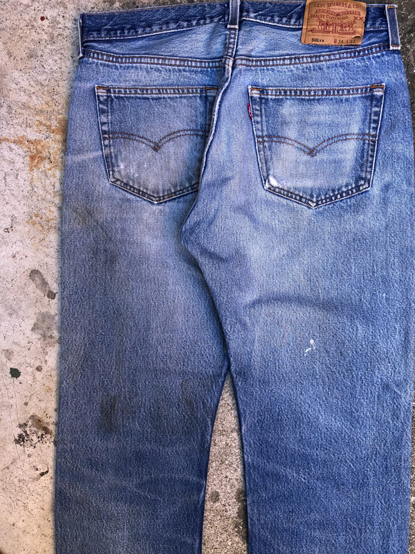 1990s Levis Worn In Blue 501XX (32X26)