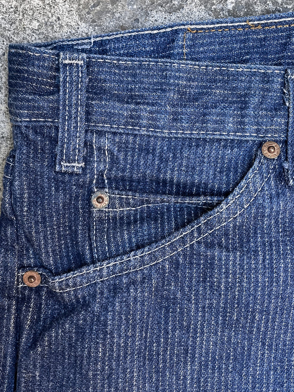 1980s Levi’s Striped Faded Indigo 505 Talon Zip (30X28)