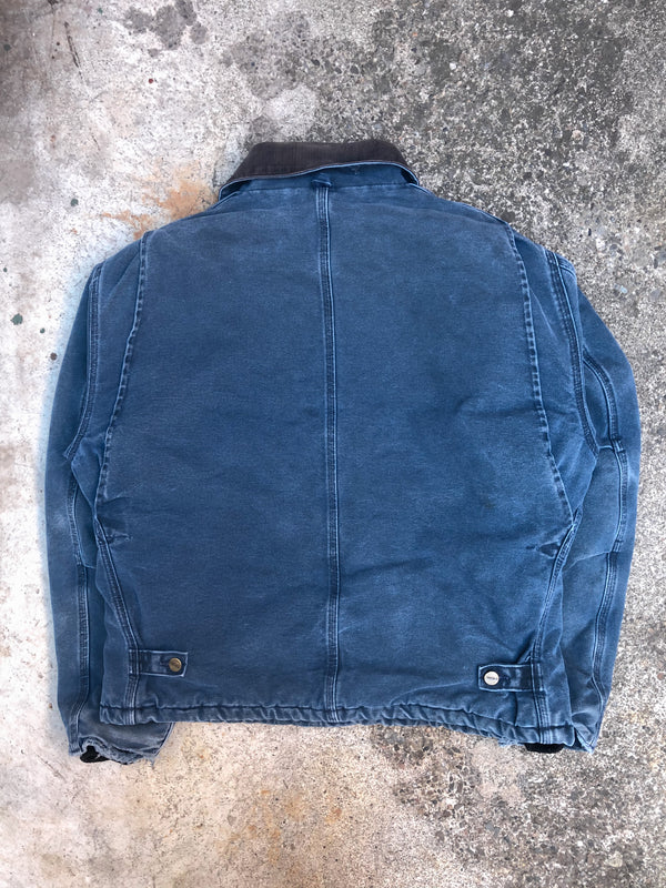 1990s Carhartt Sun Faded Blue Quilted Arctic Jacket (L)