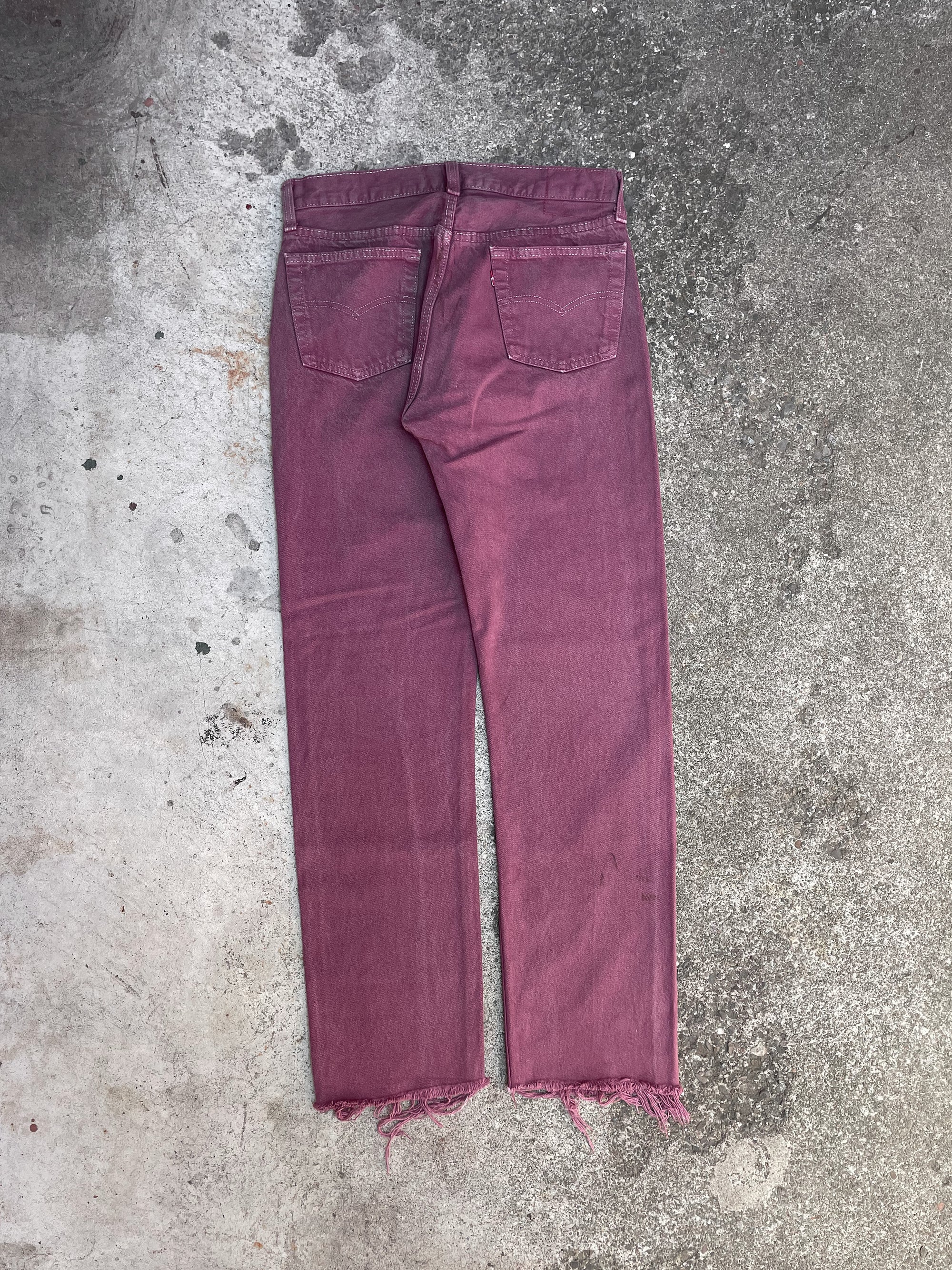 1980s Levi’s Faded Raspberry Red 501 Raw Hem (29X30)