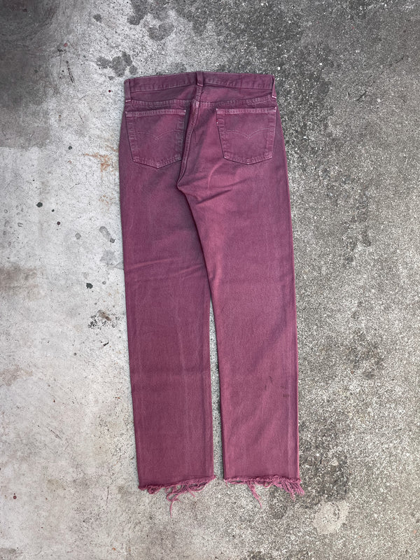 1980s Levi’s Faded Raspberry Red 501 Raw Hem (29X30)