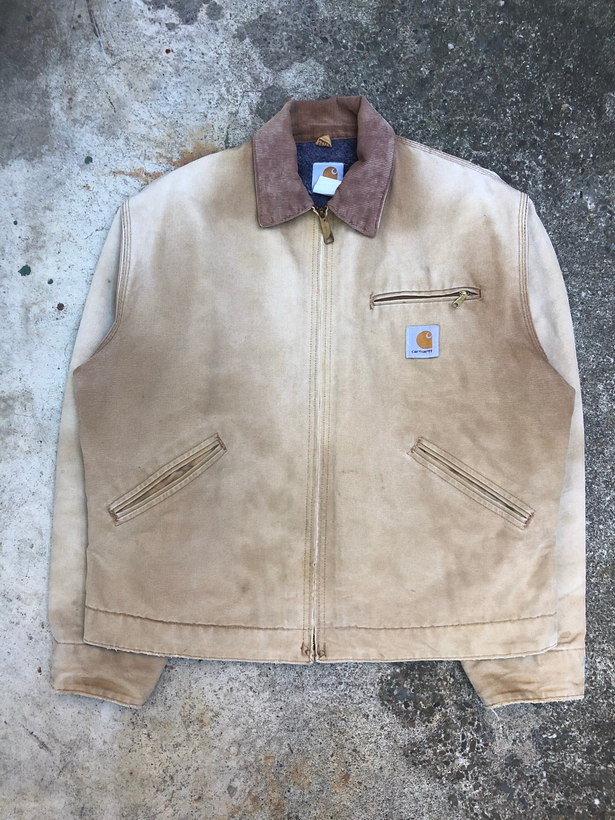 1990s Carhartt Faded Tan Lined Work Jacket