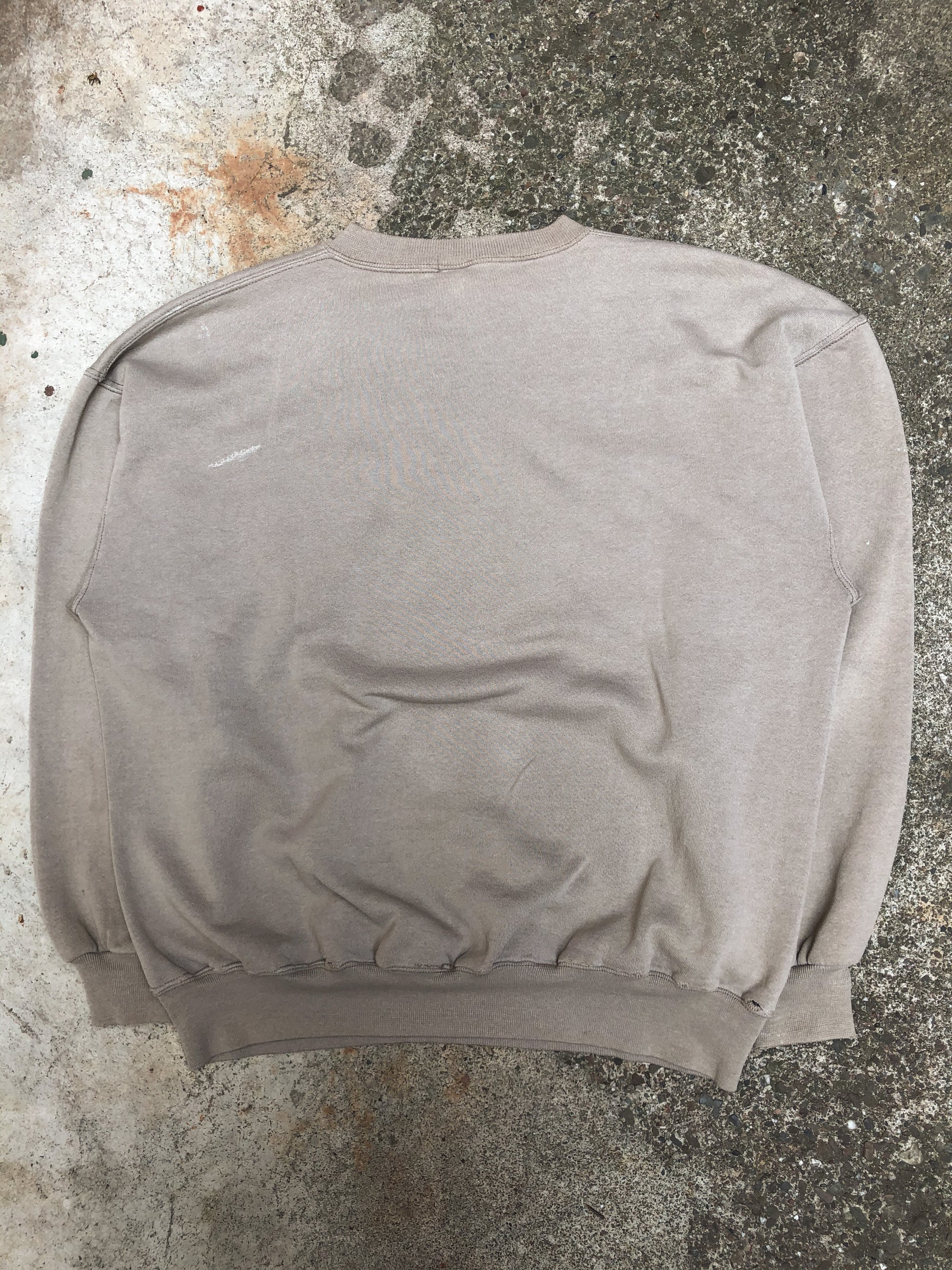 1990s Russell Distressed Faded Sand Beige Blank Sweatshirt