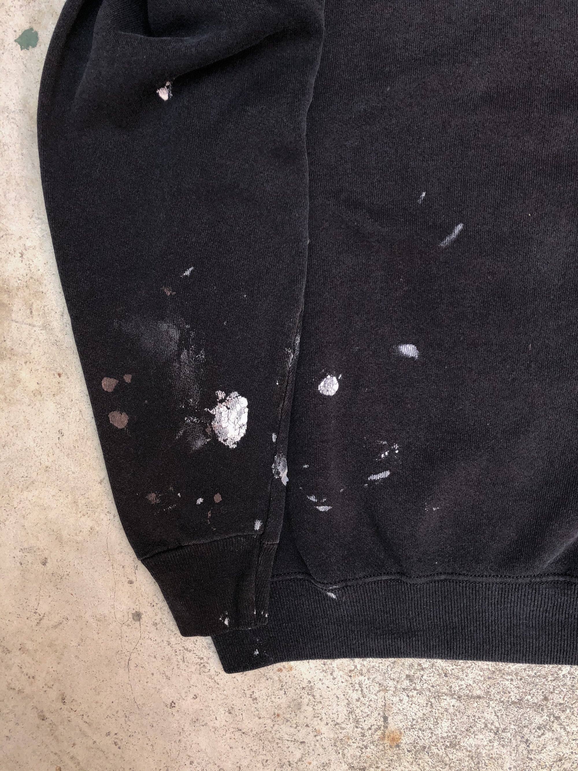 1990s Painted Faded Black Blank Raglan Sweatshirt