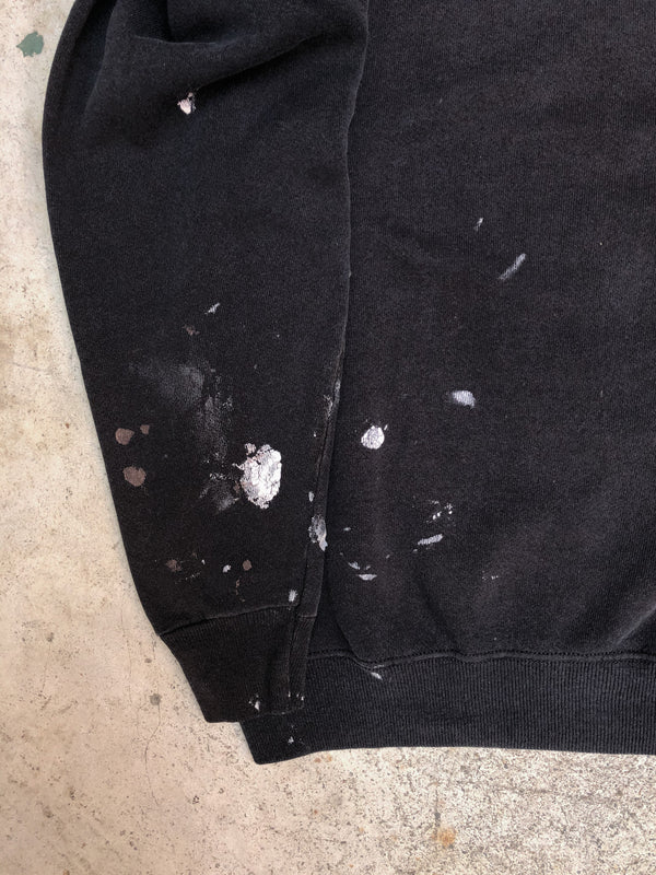 1990s Painted Faded Black Blank Raglan Sweatshirt