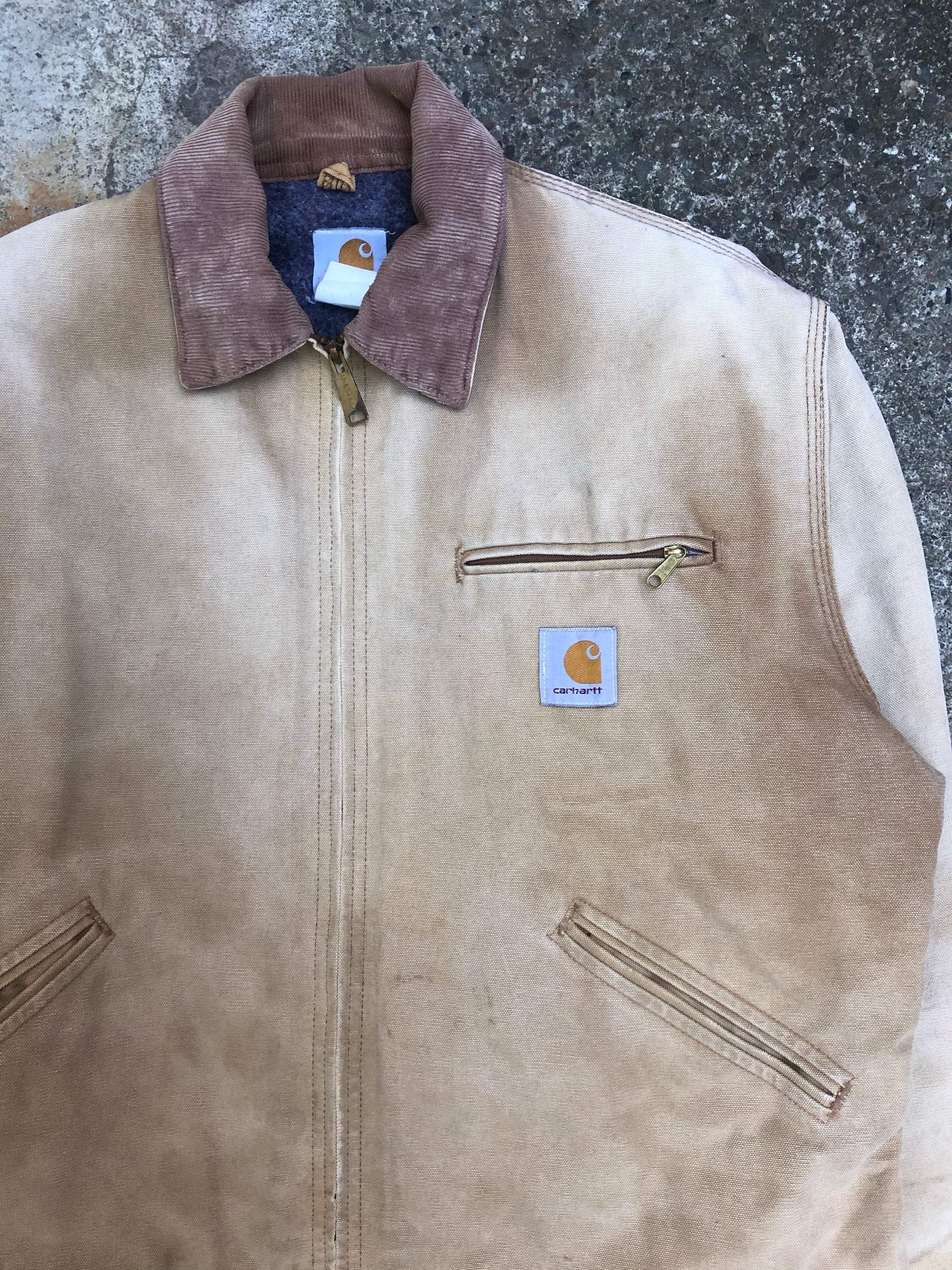 1990s Carhartt Faded Tan Lined Work Jacket