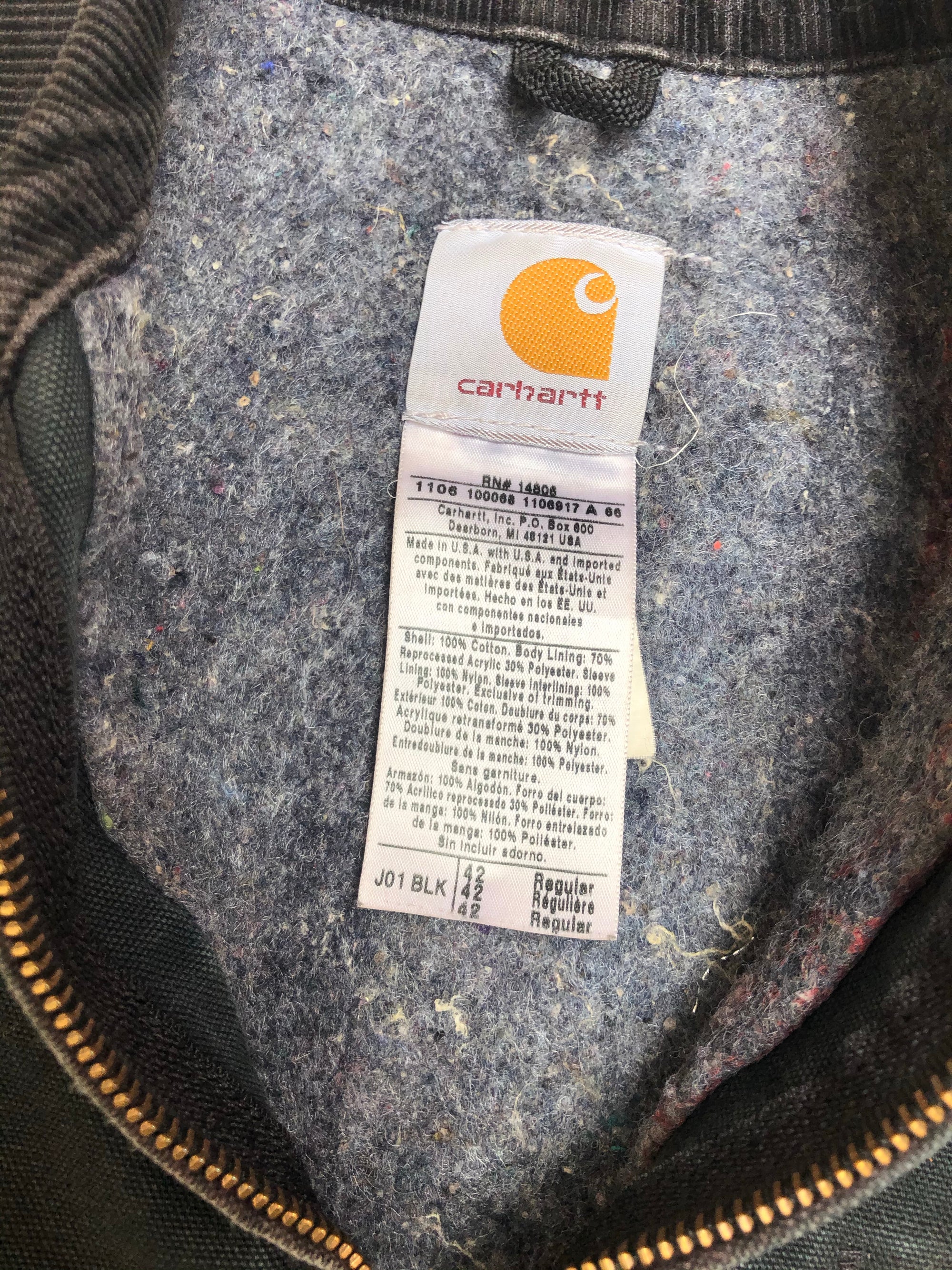 1990s Carhartt Sun Faded Black Lined Work Jacket