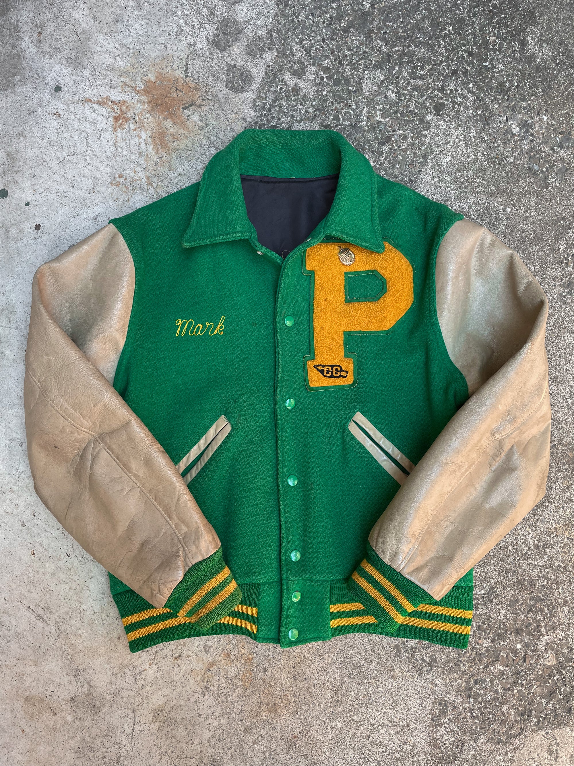 1970s “Preble Hornets” Chain Stitched Leather Varsity Jacket