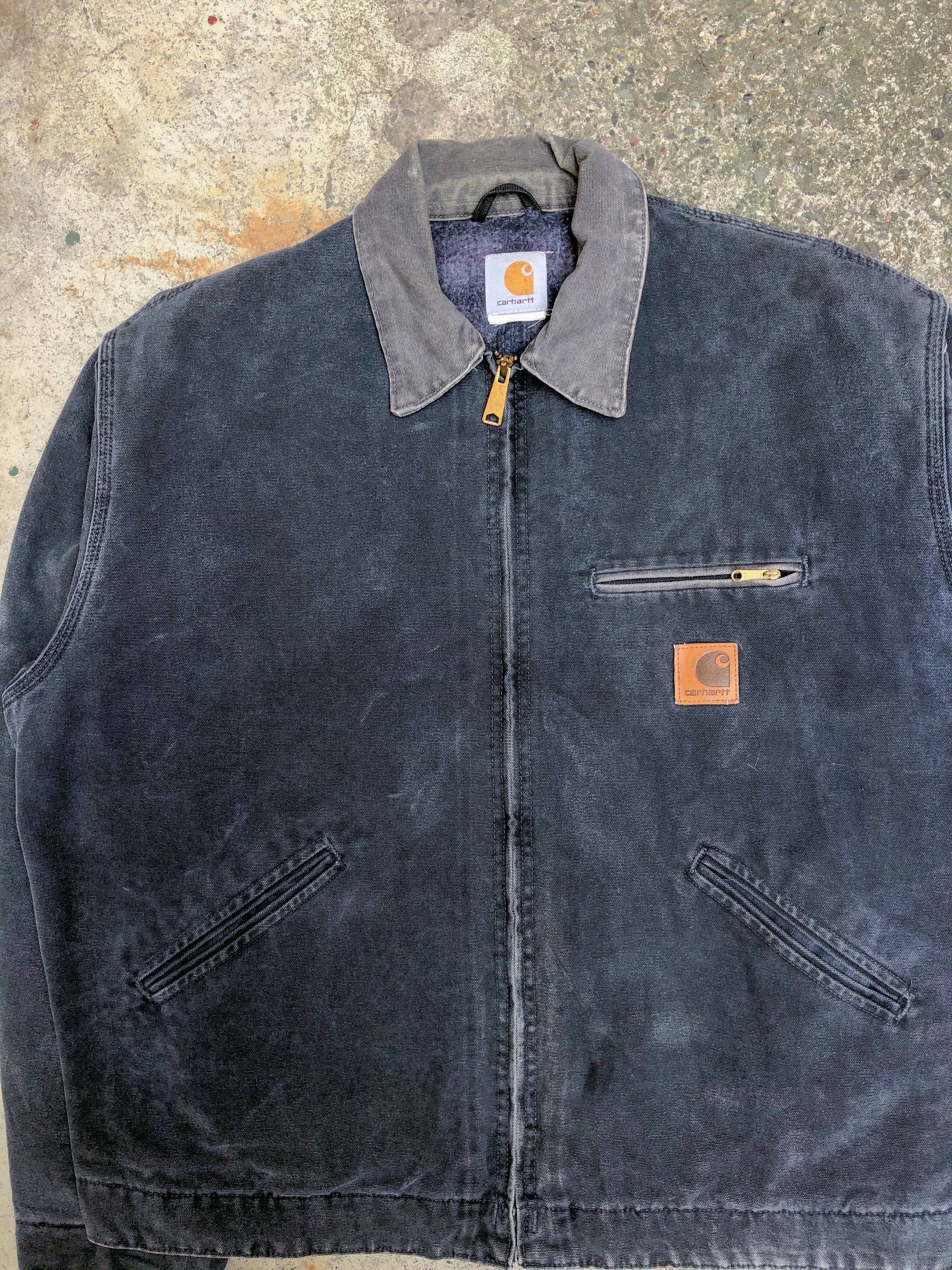 1990s Carhartt Faded Petrol Blue Lined Work Jacket (XL)