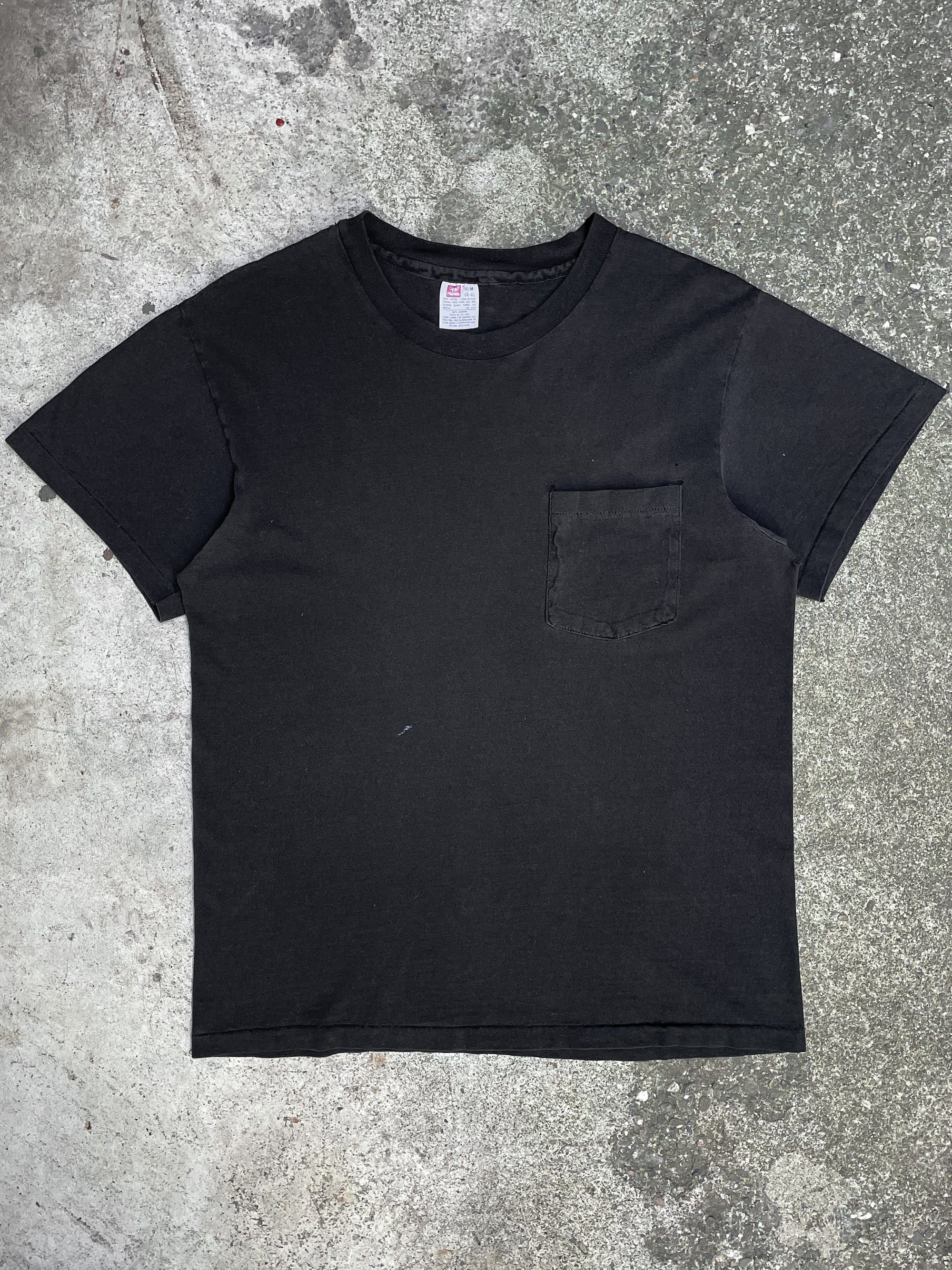 1990s Faded Black Blank Pocket Tee (M)