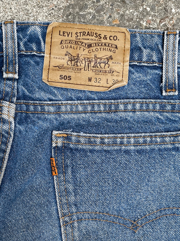 1990s Orange Tab Levi’s Faded Blue 505 Raw Hem (31X28)