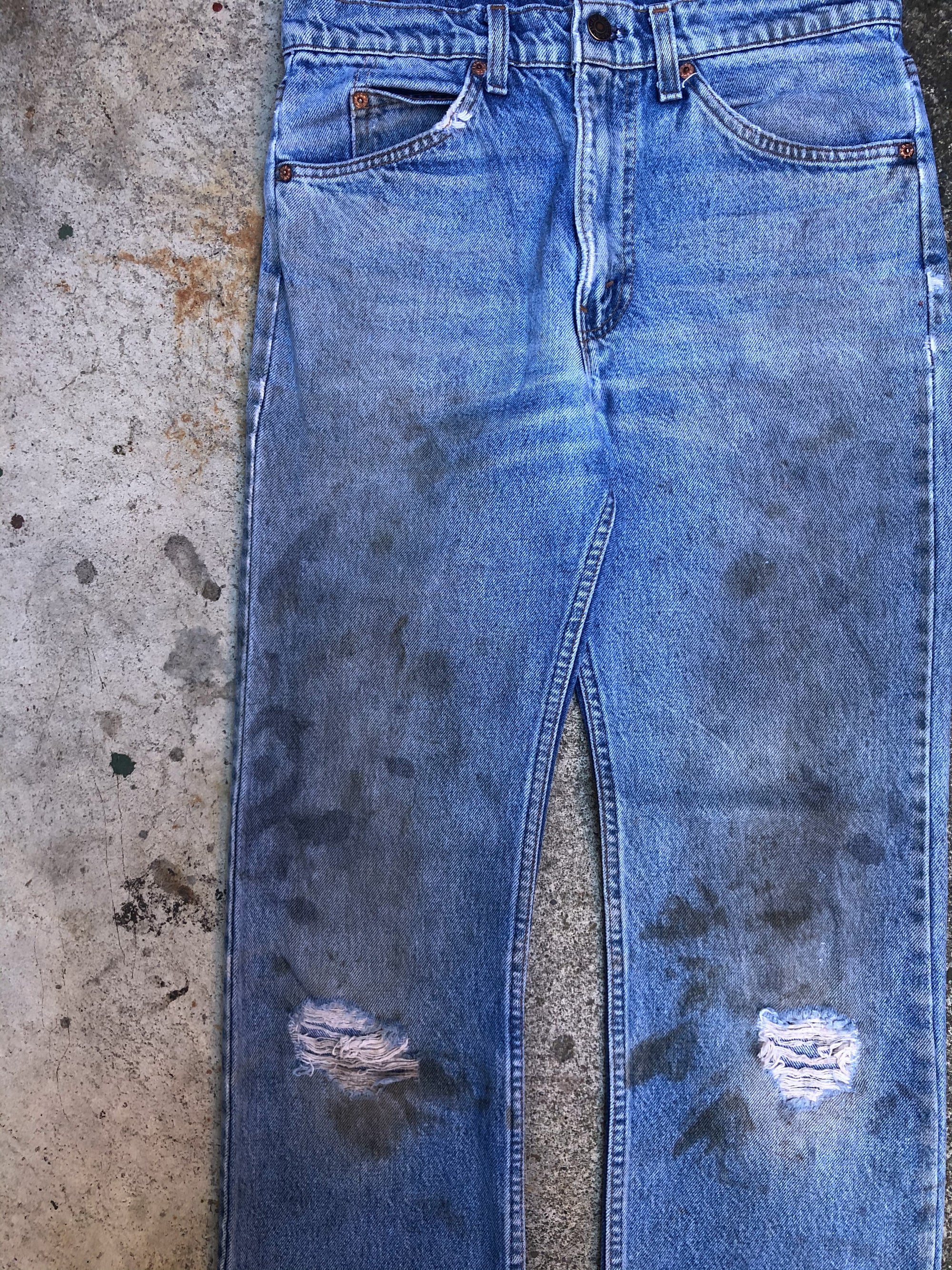 1990s Orange Tab Levis Dirty Wash Blue 517 (30X30)