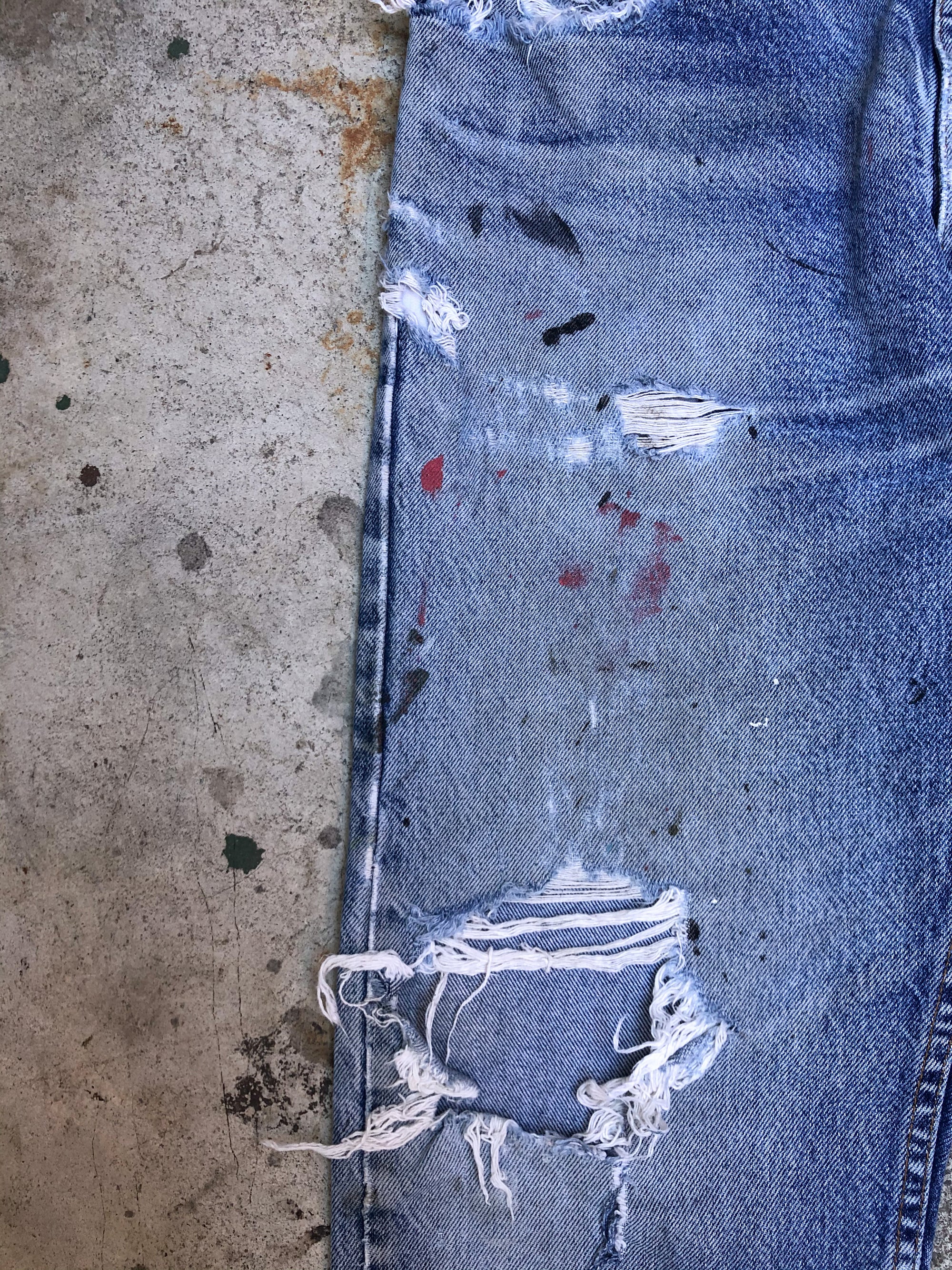 1990s Levis Distressed Painted Blue 505 (33X31)