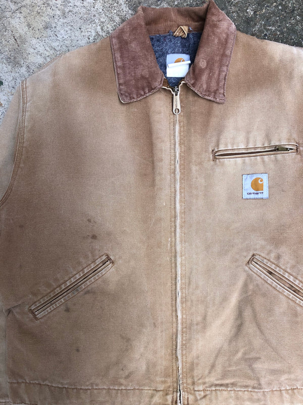 1990s Carhartt Faded Tan Lined Work Jacket (L)