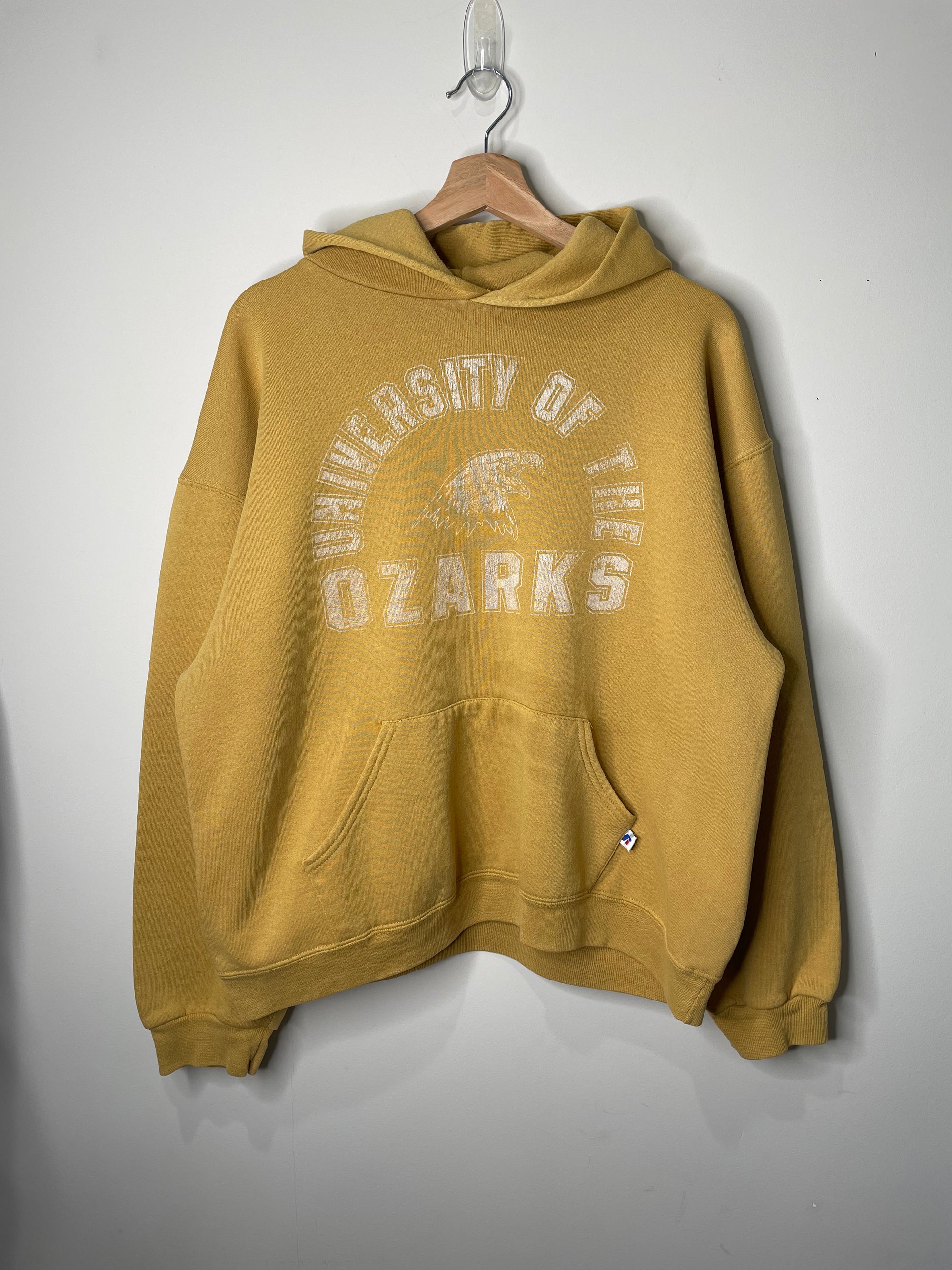 Russell “University of the Ozarks” Faded Yellow Hoodie (L)