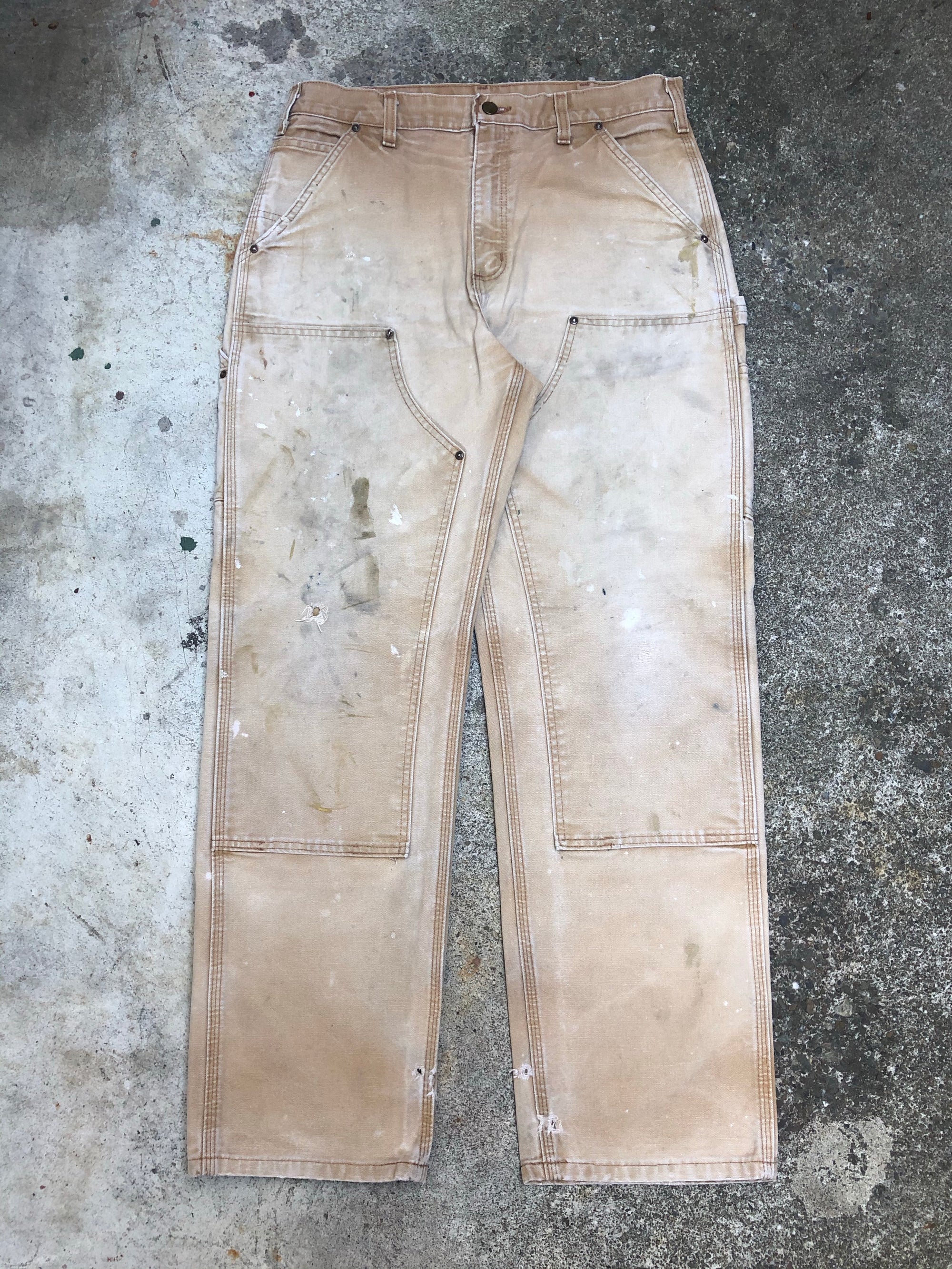 Carhartt B136 Tan Double Front Knee Work Pants (32X31)