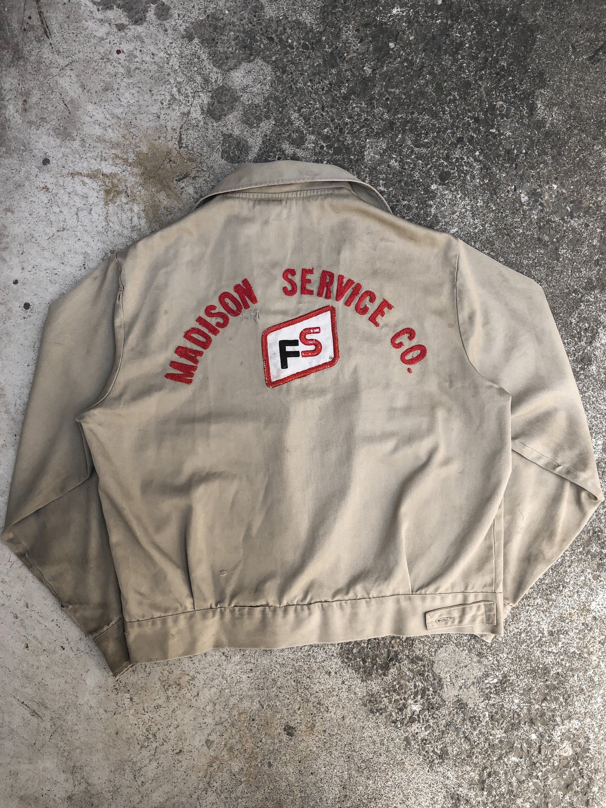 1950s Lee Khaki Twill “Madison Service Co” Chain Stitched Work Jacket