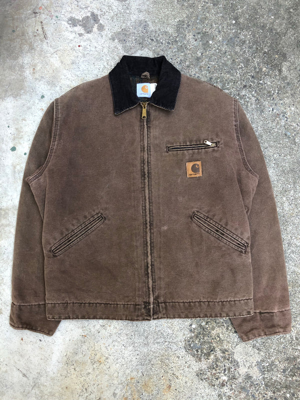 1990s Carhartt Faded Chocolate Brown Lined Work Jacket