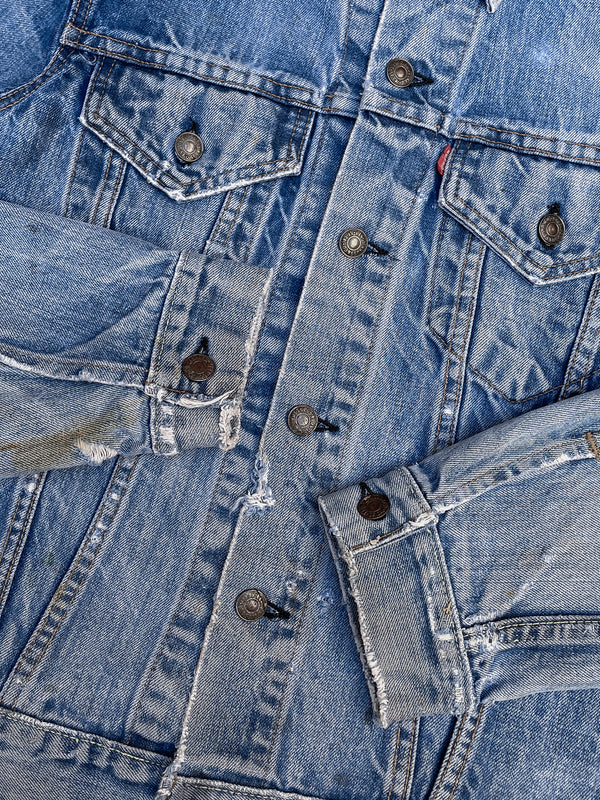 1970s Levi’s Distressed Faded Blue Lemon Stitch Denim Jacket