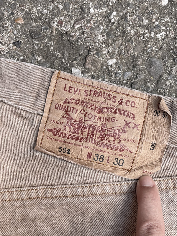 Levi’s Faded Tan Brown 501 Released Hem (33X30)