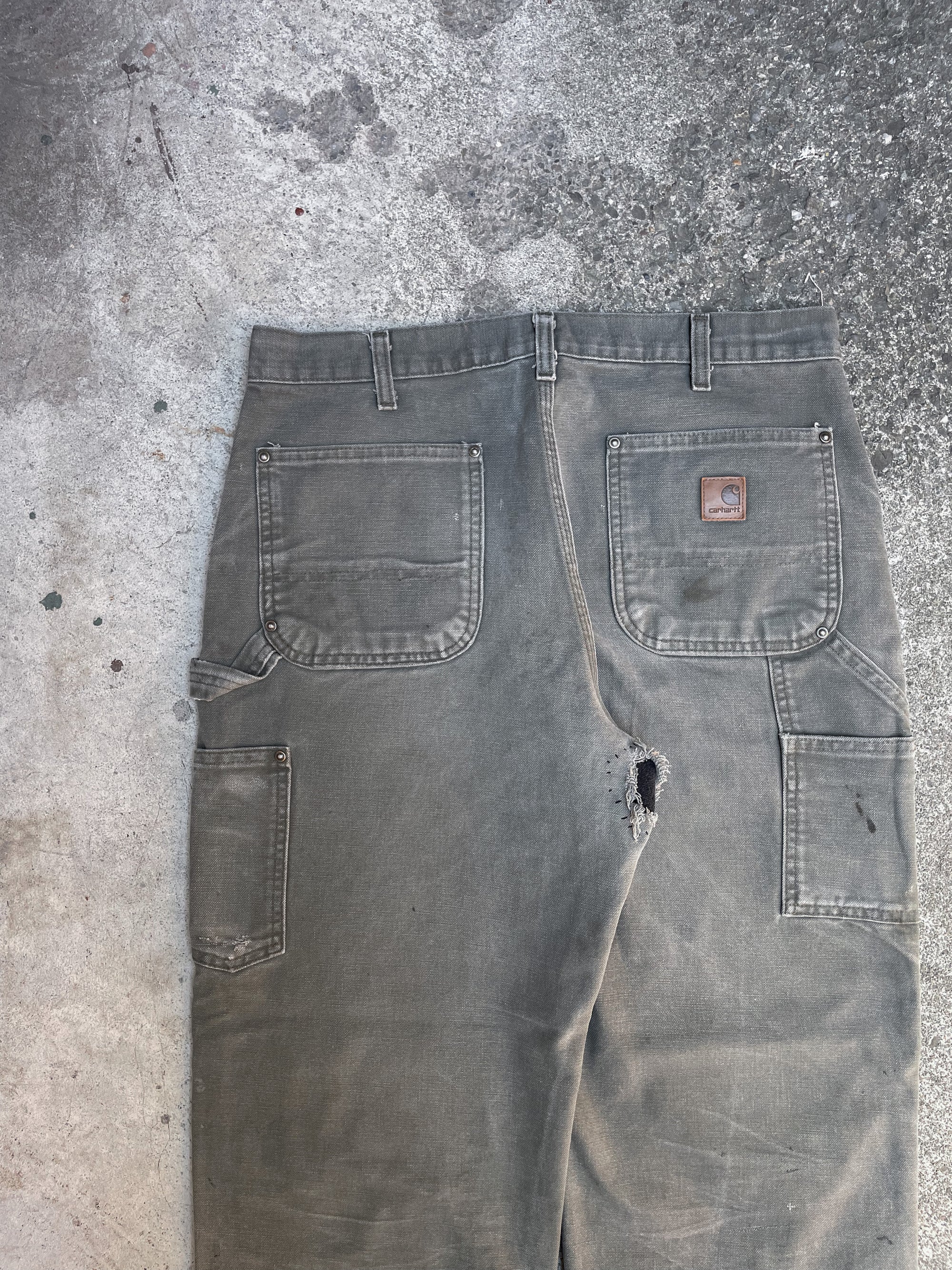 Carhartt B136 Moss Green Double Front Knee Work Pants (33X28)